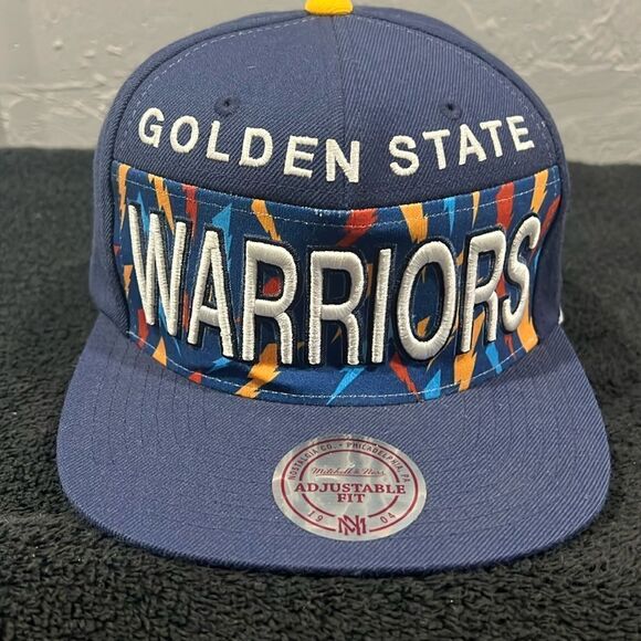 🏀 Vintage Throwback GOLDEN STATE WARRIORS NBA Mitchell&Ness Snapback Flat - NEW - Picture 1 of 10